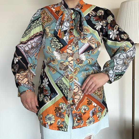 Floral print blouse size M/L / women's shirt - Picture 13 of 16